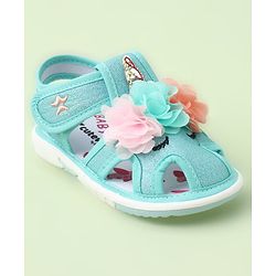 Cute Walk by Babyhug Sandals With Velcro Closure & Floral Applique - Golden