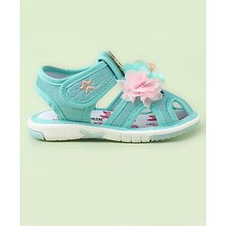 Cute Walk by Babyhug Sandals With Velcro Closure & Floral Applique - Golden
