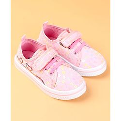 Cute Walk by Babyhug Casual shoes With Velcro Closure & Floral Applique - Light Green