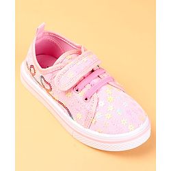 Cute Walk by Babyhug Casual shoes With Velcro Closure & Floral Applique - Light Green