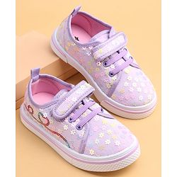 Cute Walk by Babyhug Casual shoes With Velcro Closure & Floral Applique - Light Green