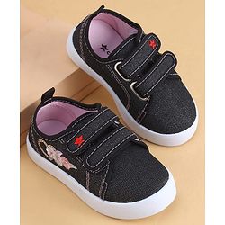 Cute Walk by Babyhug Velcro Closure Casual Shoes with Floral Embroidery - Black