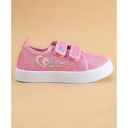 Cute Walk by Babyhug Velcro Closure Casual Shoes with Floral Embroidery - Black