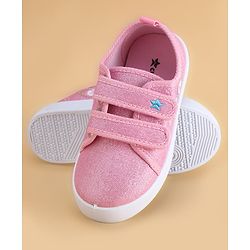 Cute Walk by Babyhug Velcro Closure Casual Shoes with Floral Embroidery - Black