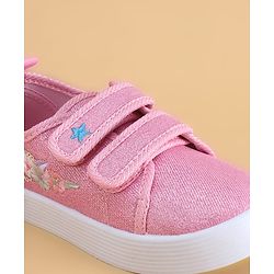 Cute Walk by Babyhug Velcro Closure Casual Shoes with Floral Embroidery - Black