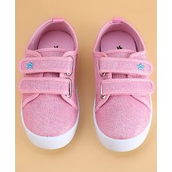 Cute Walk by Babyhug Velcro Closure Casual Shoes with Floral Embroidery - Black