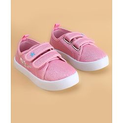 Cute Walk by Babyhug Velcro Closure Casual Shoes with Floral Embroidery - Black