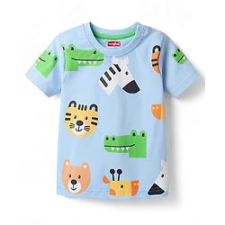 Babyhug Cotton Knit T-Shirt with All Over Print Half Sleeves Multicolor 6-9 Months