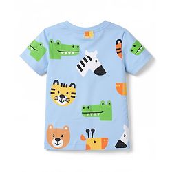 Babyhug Cotton Knit T-Shirt with All Over Print Half Sleeves Multicolor 6-9 Months