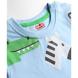 Babyhug Cotton Knit T-Shirt with All Over Print Half Sleeves Multicolor 6-9 Months