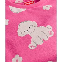 Babyhug Cotton Knit Full Sleeves T-Shirt & Pajama Co-ords Night Suit with Puppy Print - Pink