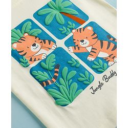 Babyhug Cotton Knit Half Sleeves T-Shirt With Tiger Print - Multicolor