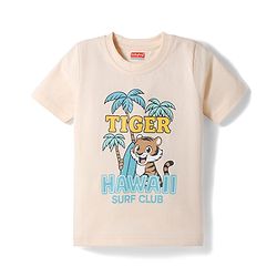 Babyhug Cotton Knit Half Sleeves T-Shirt with Hawaii Theme Print - Pink