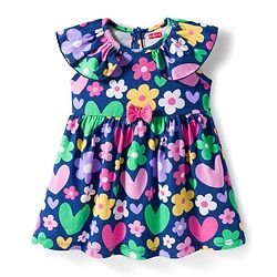 Babyhug 100% Cotton Knit Sleeveless Floral Printed Frock With Bloomer - Multicolour