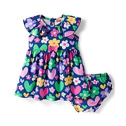 Babyhug 100% Cotton Knit Sleeveless Floral Printed Frock With Bloomer - Multicolour
