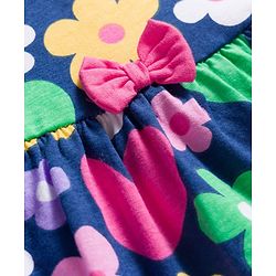Babyhug 100% Cotton Knit Sleeveless Floral Printed Frock With Bloomer - Multicolour