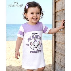 Babyhug Disney Single Jersey Knit Half Sleeves Frock With Marie Graphics - Multicolor