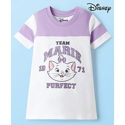 Babyhug Disney Single Jersey Knit Half Sleeves Frock With Marie Graphics - Multicolor