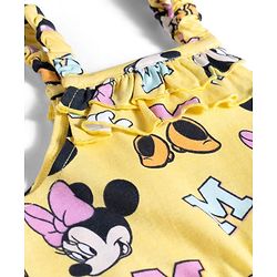 Babyhug Disney Single Jersey Knit Sleeveless Dress with Minnie Mouse Print - Yellow