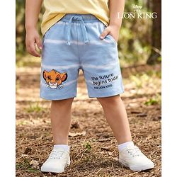Babyhug Disney Terry Knit Knee Length Shorts with Lion King Graphics - Blue