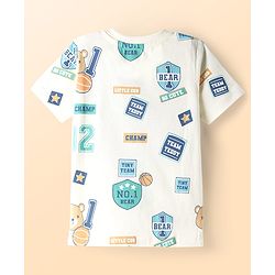 Babyhug Cotton Knit Half Sleeves T-Shirt With Teddy Bear Print - Multicolor