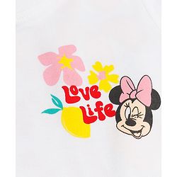 Babyhug Disney Single Jersey Knit Half Sleeves T-Shirt & Shorts Set with Minnie Mouse Graphic - White
