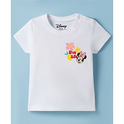 Babyhug Disney Single Jersey Knit Half Sleeves T-Shirt & Shorts Set with Minnie Mouse Graphic - White