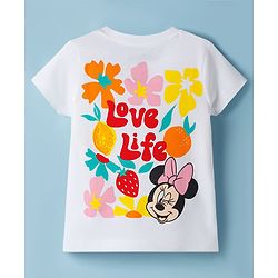 Babyhug Disney Single Jersey Knit Half Sleeves T-Shirt & Shorts Set with Minnie Mouse Graphic - White