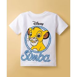 Babyhug Disney Single Jersey Knit Half Sleeves T-Shirt & Shorts Set With Lion King Graphics - White