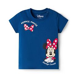 Babyhug Disney 100% Cotton Knit Half Sleeves T-Shirt & Pant Set With Minnie Mouse Graphics - Navy Blue