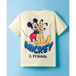 Babyhug Disney Single Jersey Knit Half Sleeves T-Shirt With Mickey Mouse & Friends Graphics - Yellow