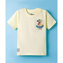 Babyhug Disney Single Jersey Knit Half Sleeves T-Shirt With Mickey Mouse & Friends Graphics - Yellow