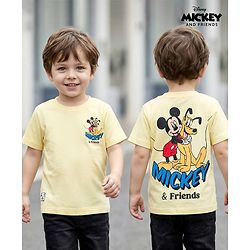 Babyhug Disney Single Jersey Knit Half Sleeves T-Shirt With Mickey Mouse & Friends Graphics - Yellow
