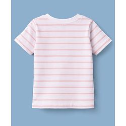 Babyhug Cotton Knit Half Sleeves Striped T-Shirt with Jungle Theme Print - Multicolor