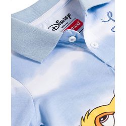 Babyhug Disney Single Jersey Knit Half Sleeves Striped Polo T-Shirt with Lion King Graphic - Blue