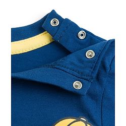 Babyhug Cotton Knit Half Sleeves T-Shirt With Dino Print & Applique - Navy Blue