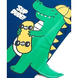 Babyhug Cotton Knit Half Sleeves T-Shirt With Dino Print & Applique - Navy Blue
