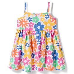 Babyhug 100% Cotton Knit Half Sleeves Floral Printed Frock With Inner Tee - Multicolour