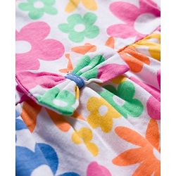 Babyhug 100% Cotton Knit Half Sleeves Floral Printed Frock With Inner Tee - Multicolour