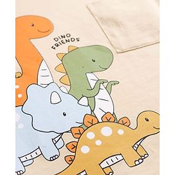 Babyhug Cotton Knit Half Sleeves T-Shirt With Dino Print - Multicolor