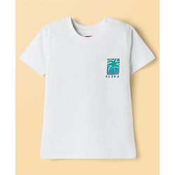 Babyhug Cotton Knit Half Sleeves T-Shirt With Front & Back Tropical Theme Print - White