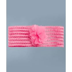Babyhug Woven Sleeveless  Layered Glass Nylon Party Dress with Hairband - Light Pink