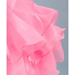 Babyhug Woven Sleeveless  Layered Glass Nylon Party Dress with Hairband - Light Pink