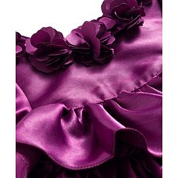 Babyhug Satin Woven Half Sleeves Party Dress With Floral Corsage - Violet