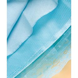 Babyhug Mesh Woven Frill Sleeves Party Dress With Floral Lace Detailing & Applique - Light Blue