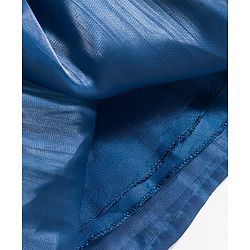 Babyhug Tissue Woven Sleeveless Party Dress With Floral Corsage & Pleated Yoke - Teal Blue