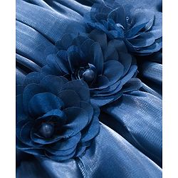 Babyhug Tissue Woven Sleeveless Party Dress With Floral Corsage & Pleated Yoke - Teal Blue
