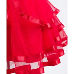 Babyhug Woven Sleeveless  Layered Mesh Party Dress with Bow & Cotton Lining - Red
