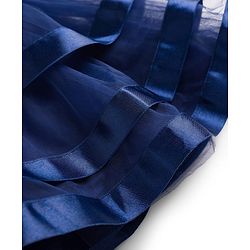 Babyhug Mesh Woven Sleeveless Party Dress With Lace Detailing & Sequinned Yoke - Navy Blue