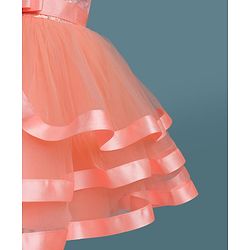 Babyhug Mesh Woven Sleeveless Party Dress With Lace Detailing & Sequinned Yoke - Navy Blue